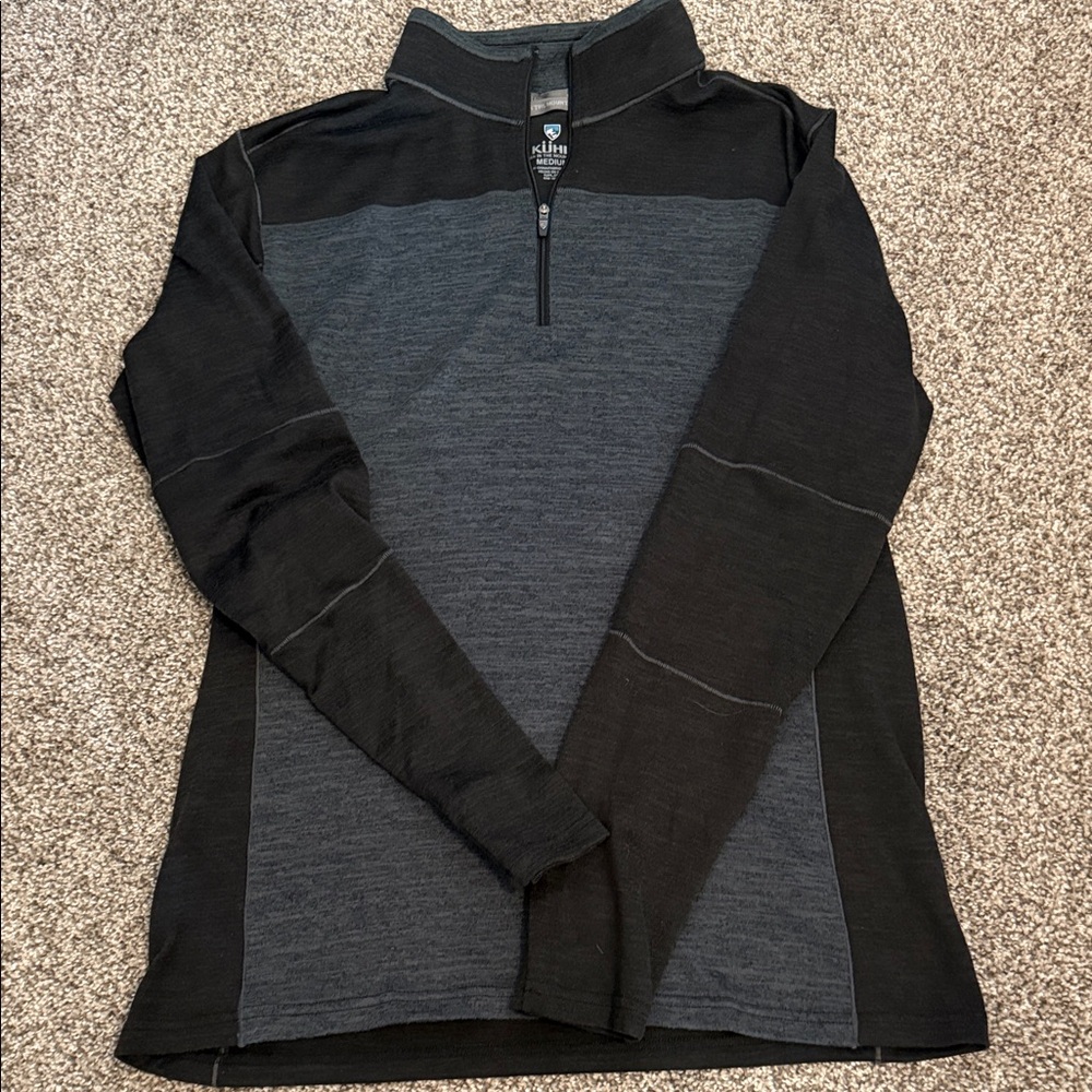 Kuhl Two-Tone Half-Zip Pullover in Charcoal & Black